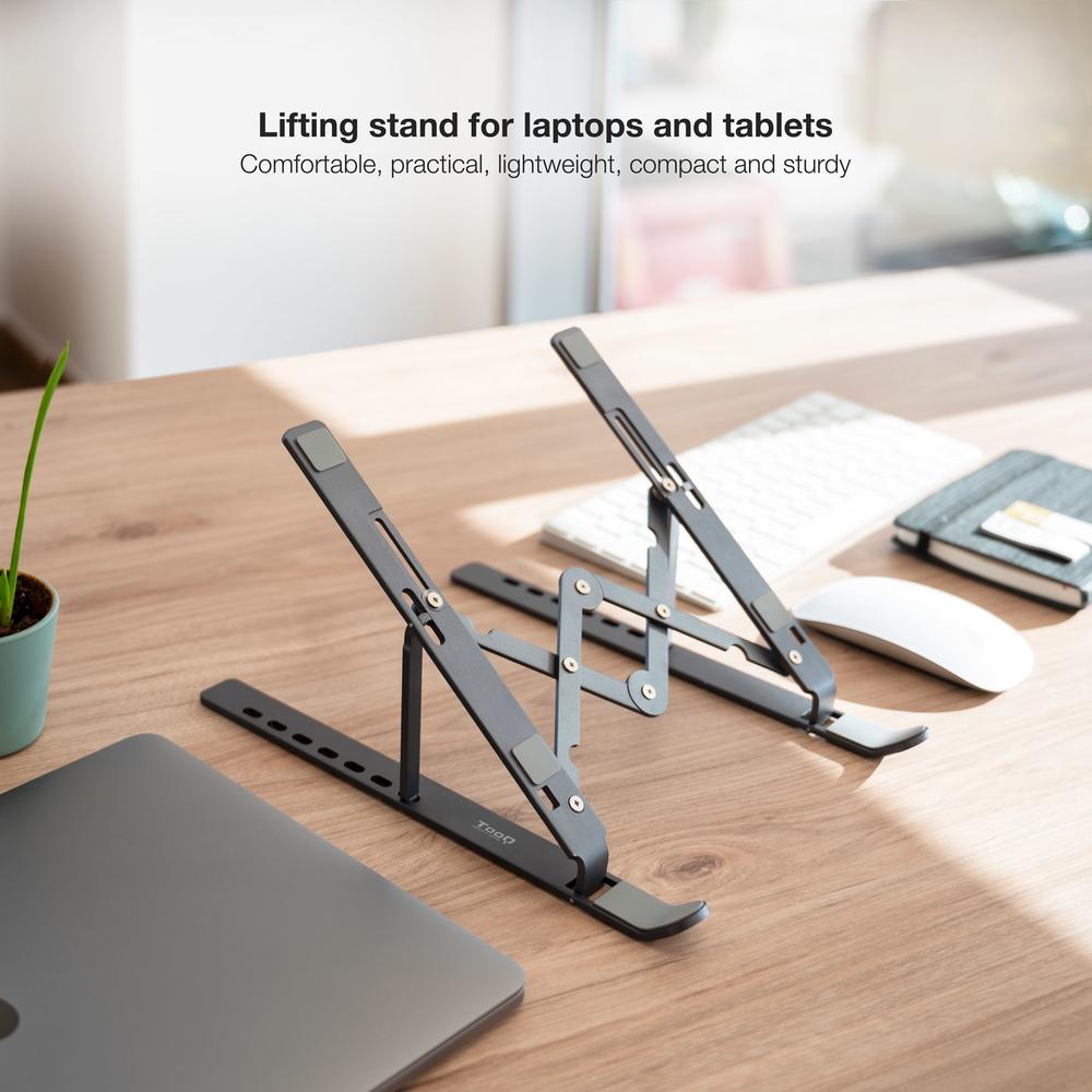 SOPORTE / BASE ELEVADOR TOOQ PARA PORTATIL TABLETS LIBROS GRIS
