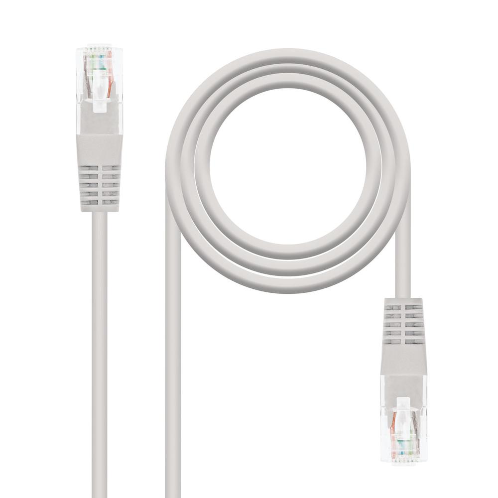LATIGUILLO CABLE RED U/UTP CAT.5E RJ45 NANOCABLE 5M GRIS AWG24