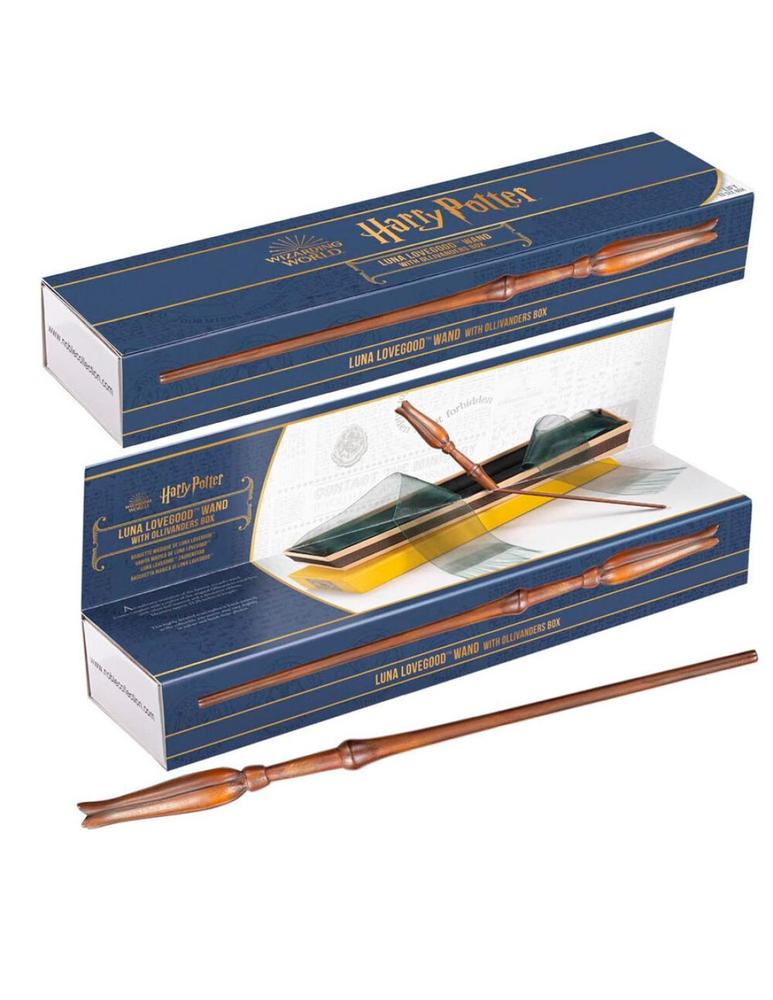 REPLICA THE NOBLE COLLECTION HARRY POTTER VARITA DE LUNA LOVEGOOD EN CAJA DE OLIVANDER