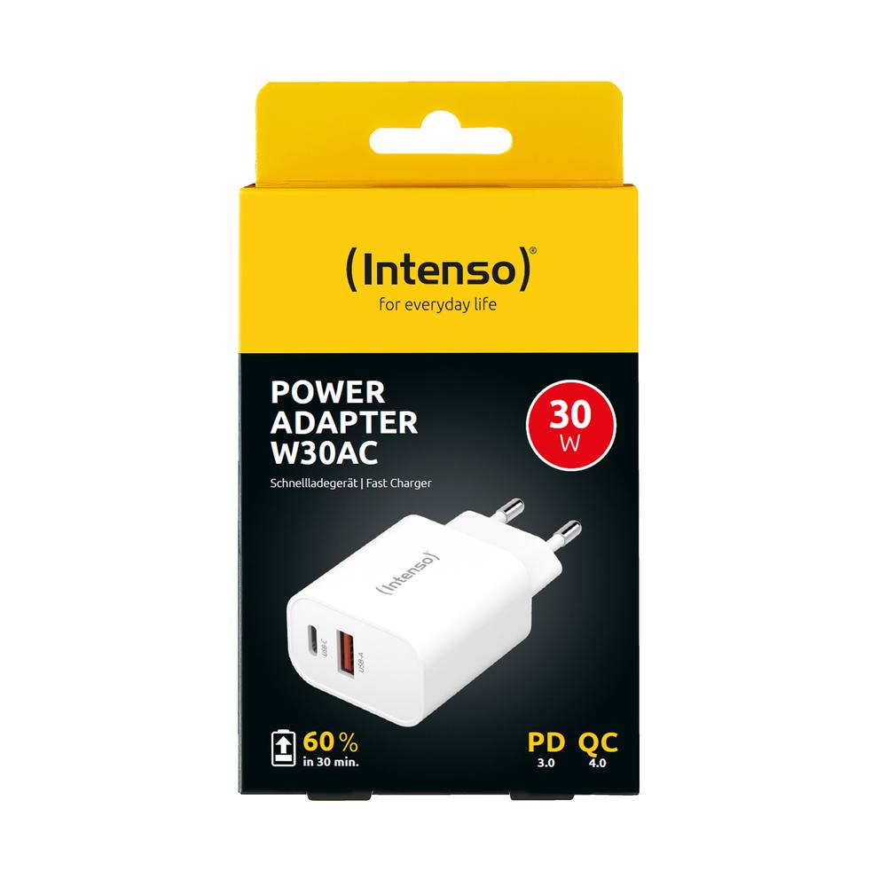 CARGADOR PARED INTENSO GAN W30AC 1xUSB-A 1xUSB-C