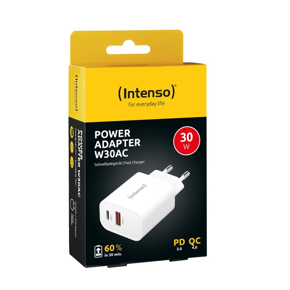 CARGADOR PARED INTENSO GAN W30AC 1xUSB-A 1xUSB-C