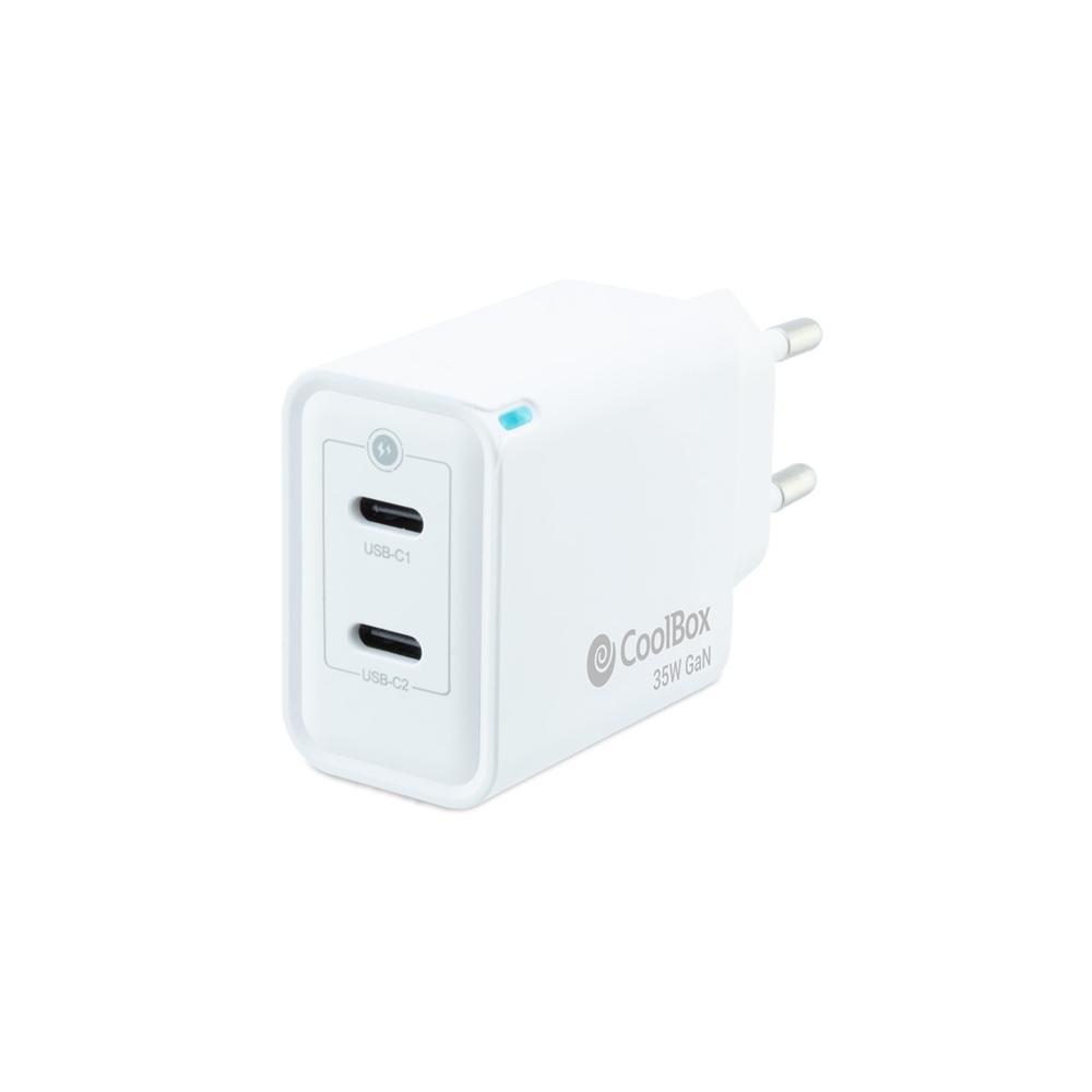 CARGADOR USB DE PARED COOLBOX 35W GAN 2 X USB TIPO C
