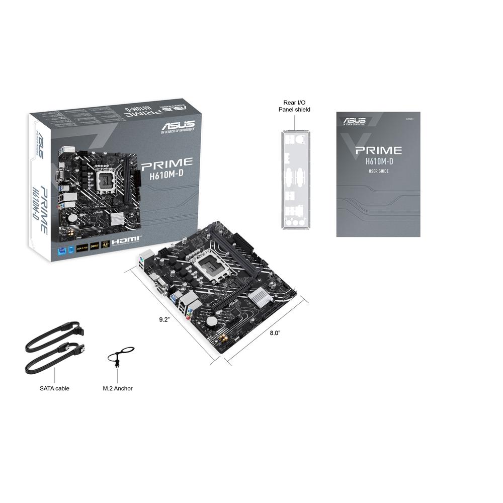 PLACA BASE ASUS INTEL PRIME H610M-D SOCKET 1700 DDR5 X2 MAX 96GB 4800MHZ D-SUB HDMI mATX