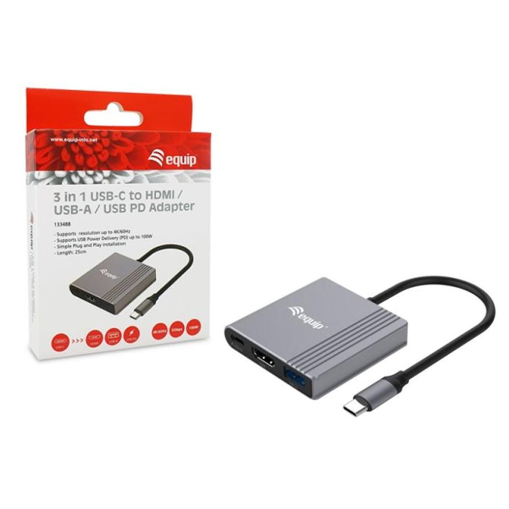 DOCKING STATION EQUIP USB TIPO C 3 EN 1