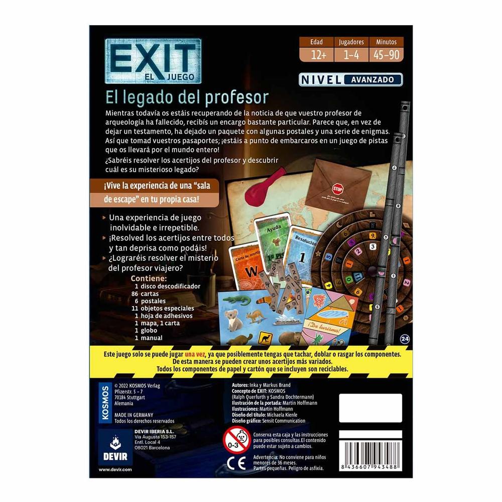 JUEGO DE MESA DEVIR EXIT EL LEGADO DEL PROFESOR