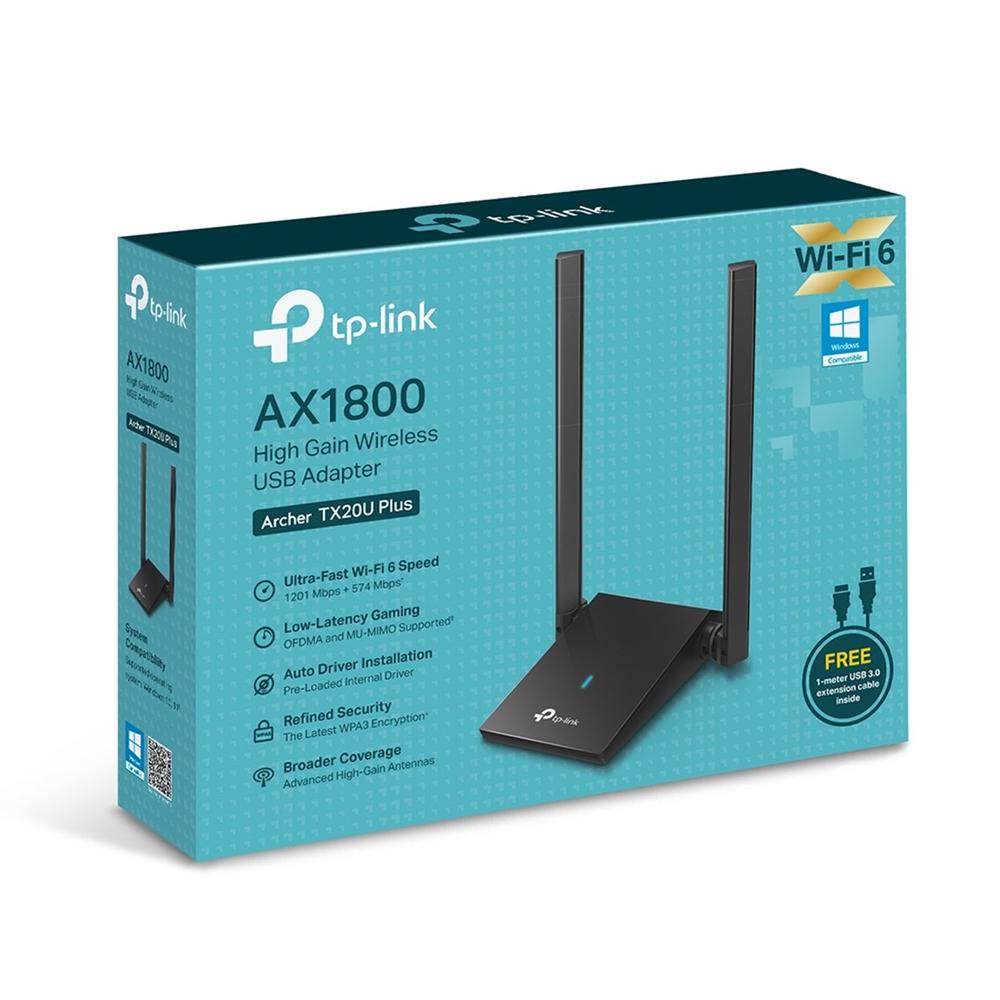 ADAPTADOR USB INALAMBRICO TP-LINK ARCHER TX20U PLUS AX1800 2 ANTENAS