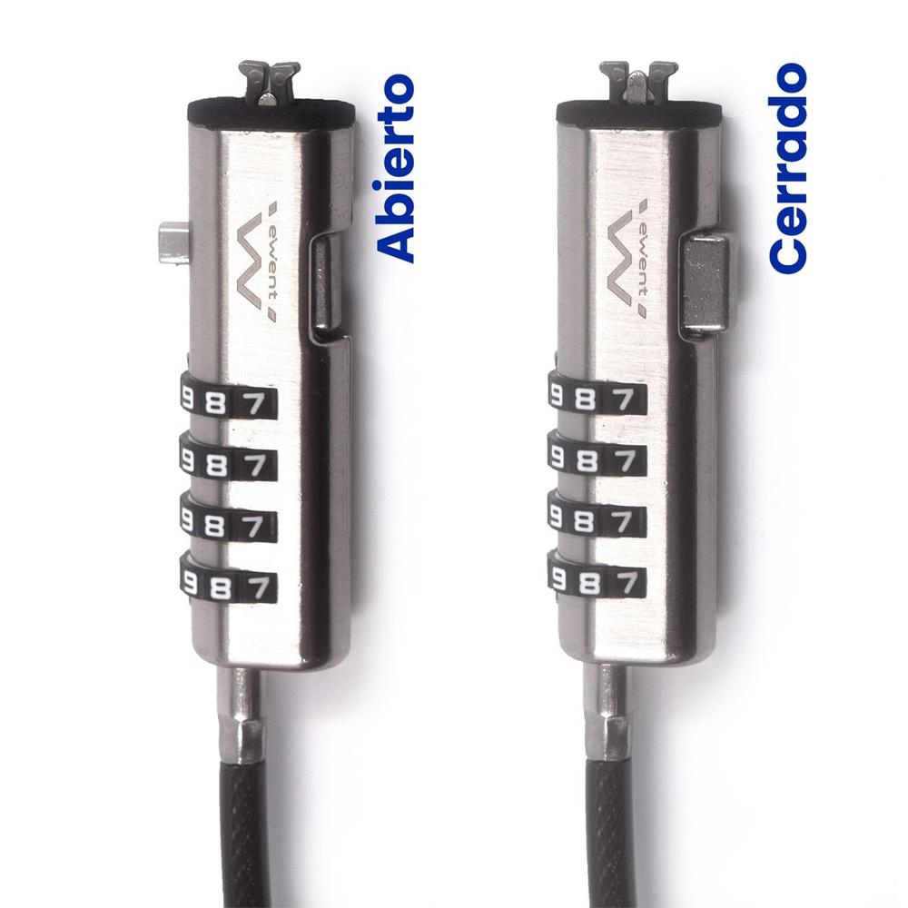 CABLE DE SEGURIDAD EWENT PARA PORTATIL/ COMBINACION 4 DIGITOS 1.8M