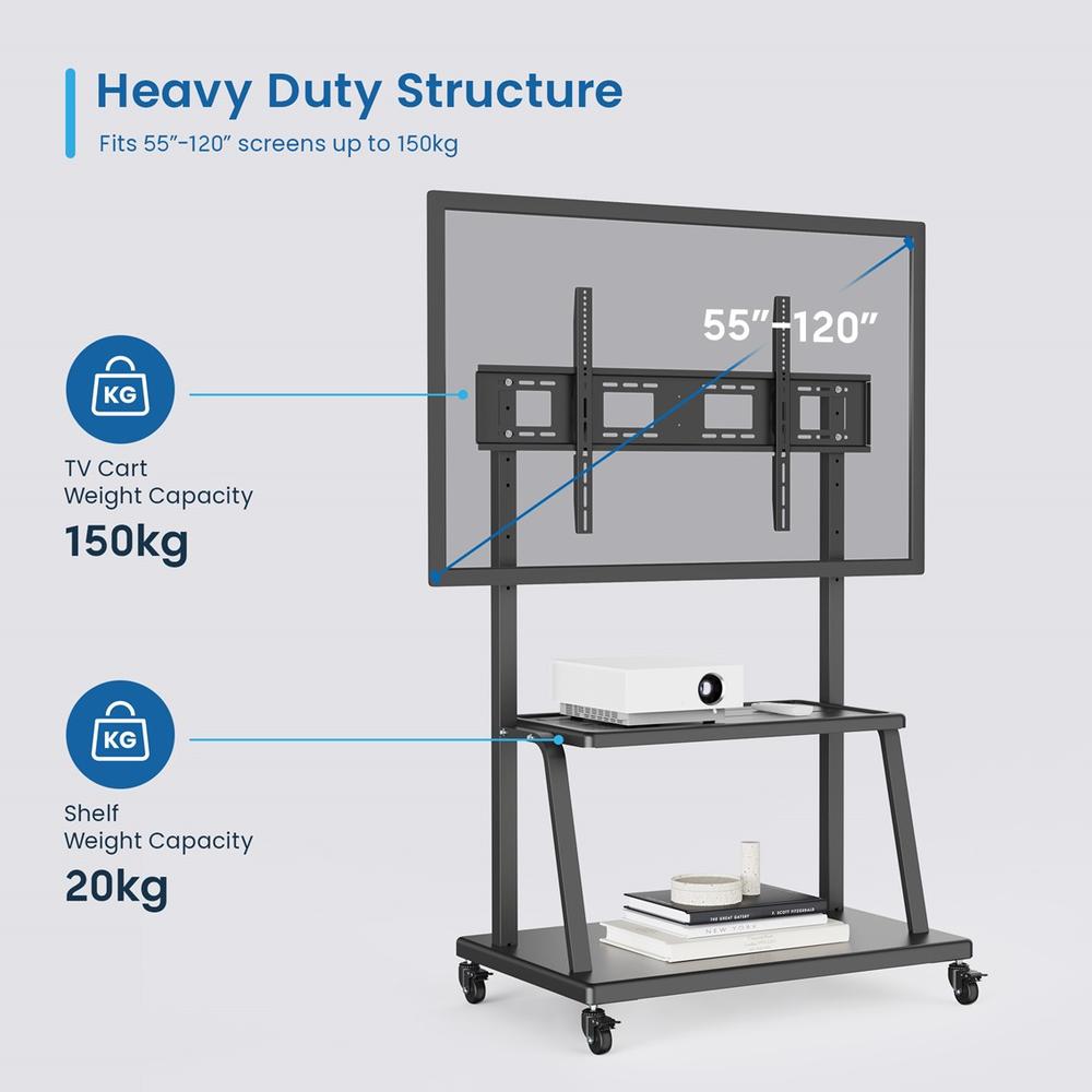 SOPORTE SUELO CON RUEDAS EWENT VESA HASTA 120" 1000X600MM MAX 120KG