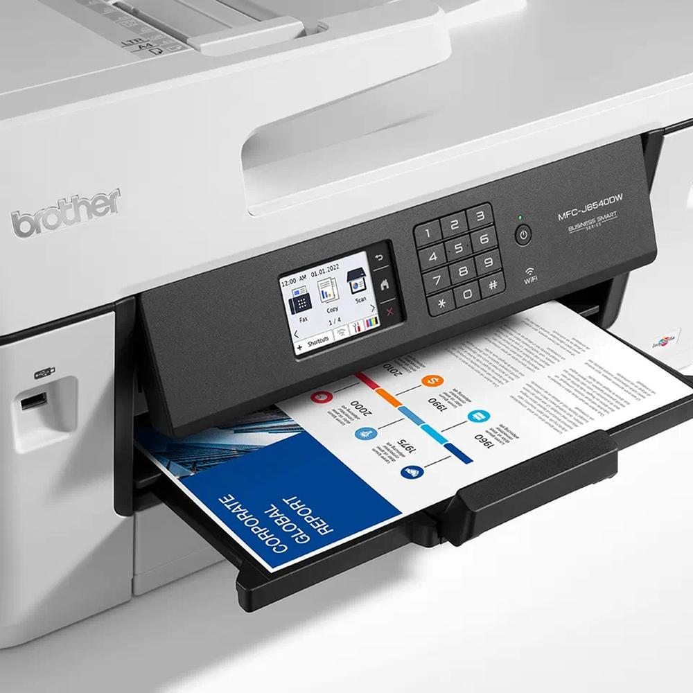 MULTIFUNCION BROTHER INYECCION COLOR MFCJ6540DWE FAX/ A3/ 28PPM/ 256MB/ USB/ RED/ WIFI/ WIFI DIRECT/ DUPLEX IMPRESION/ BANDEJA ENTRADA 250 HOJAS/ ADF 50 HOJAS
