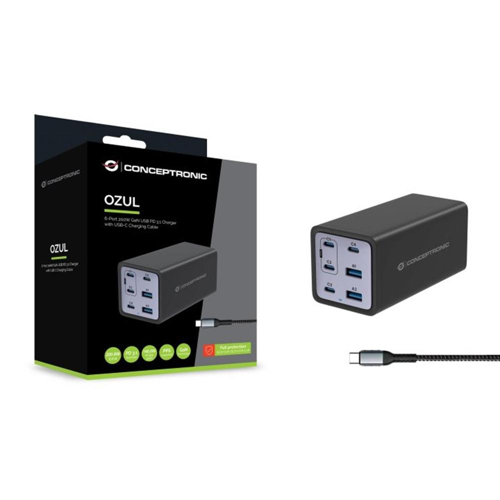 CARGADOR CONCEPTRONIC OZUL06BE 200W + CABLE USB TIPO C