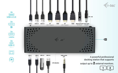DOCKING STATION I-TEC CADUA4KDOCKPDL2 DP X2 / HDMI X2 / RJ45 / USB-C x3