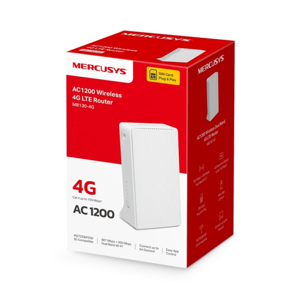 ROUTER SIFI MERCUSYS MB130-4G AC1200 DUALBAND 2 PUERTOS 4G LTE