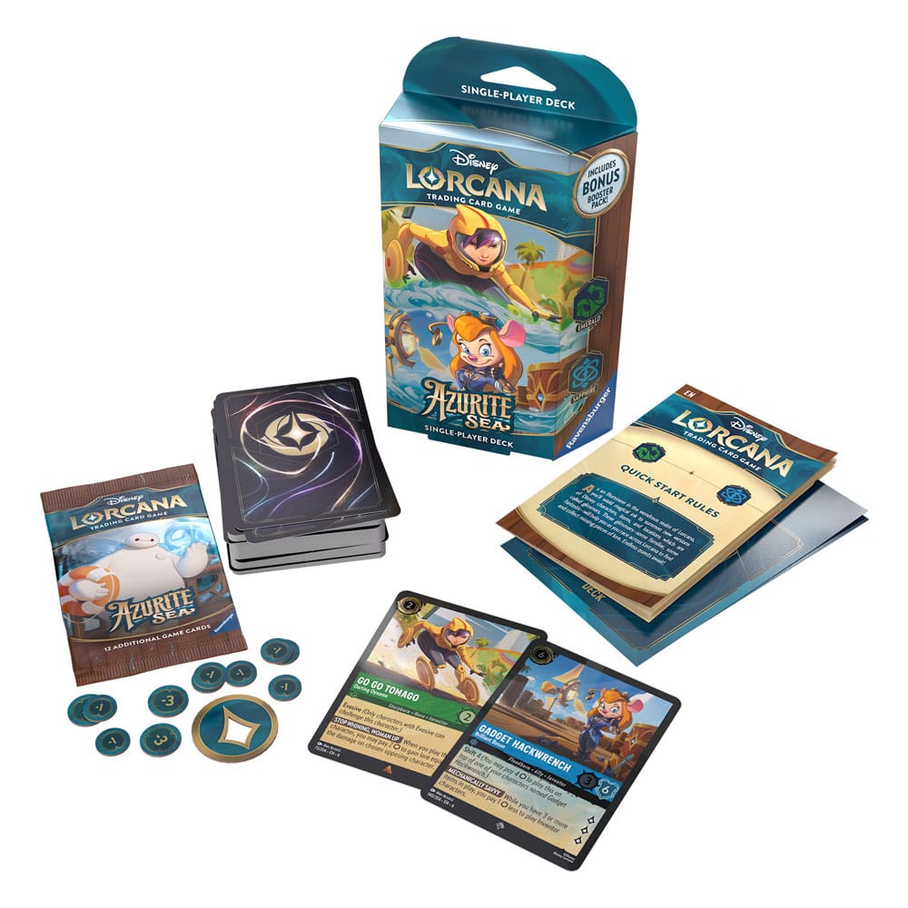 JUEGO DE CARTAS DISNEY LORCANA TCG AZURITE SEA STARTER DECK 8 UNIDADES INGLÉS