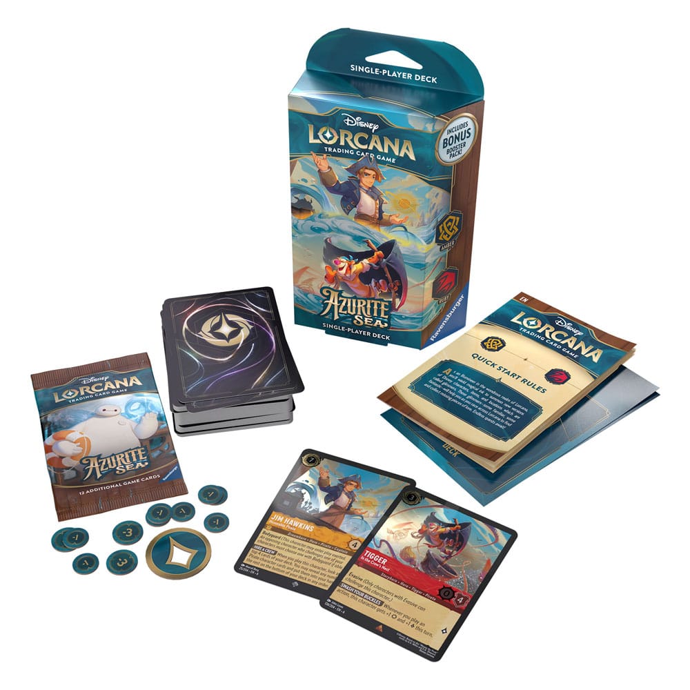 JUEGO DE CARTAS DISNEY LORCANA TCG AZURITE SEA STARTER DECK 8 UNIDADES INGLÉS