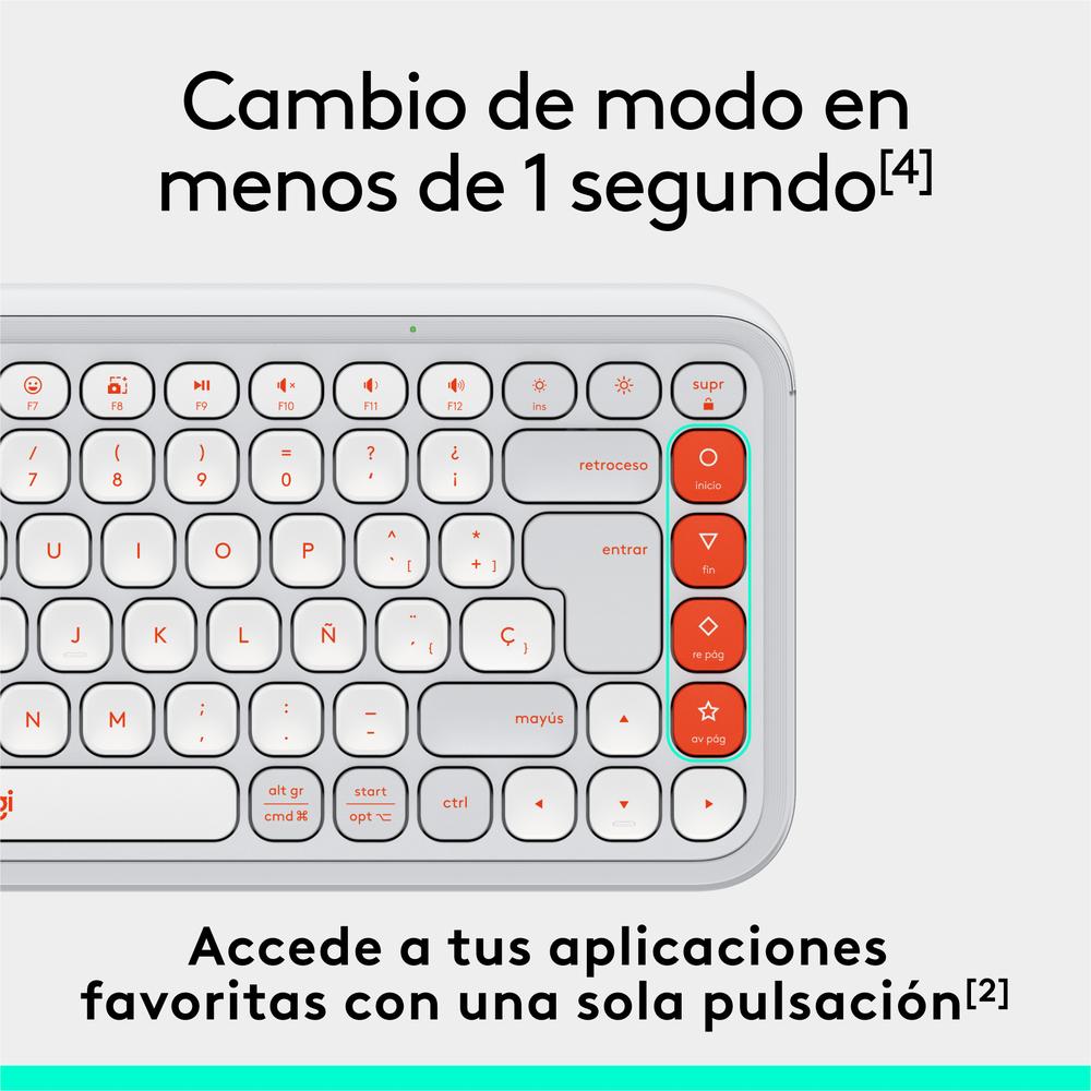 TECLADO LOGITECH POP ICON KEYS INALAMBRICO BLANCO/NARANJA