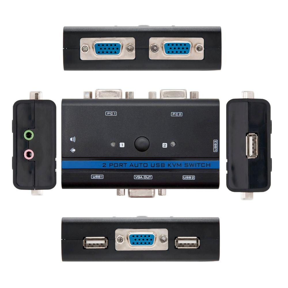 CONMUTADOR KVM NANOCABLE VGA USB 1U-2PC+CABLE, NEGRO