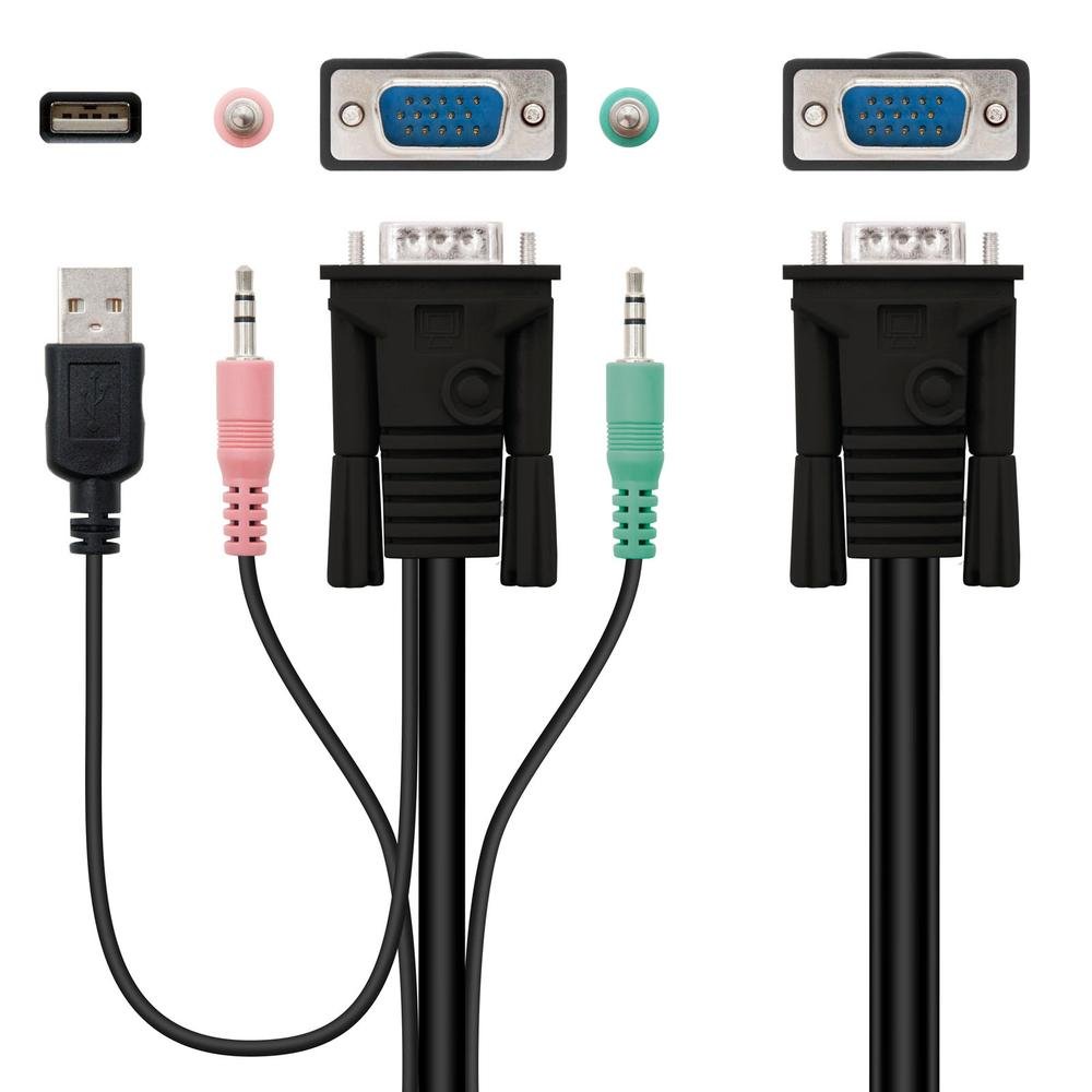CONMUTADOR KVM NANOCABLE VGA USB 1U-2PC+CABLE, NEGRO