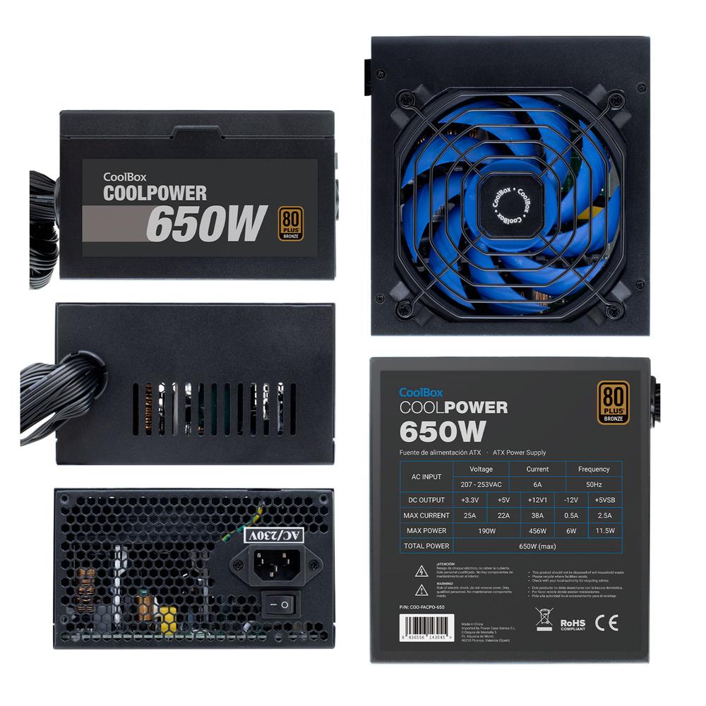 FUENTE DE ALIMENTACION COOLBOX COOLPOWER GAMING ATX 650W 80+ BRONZE