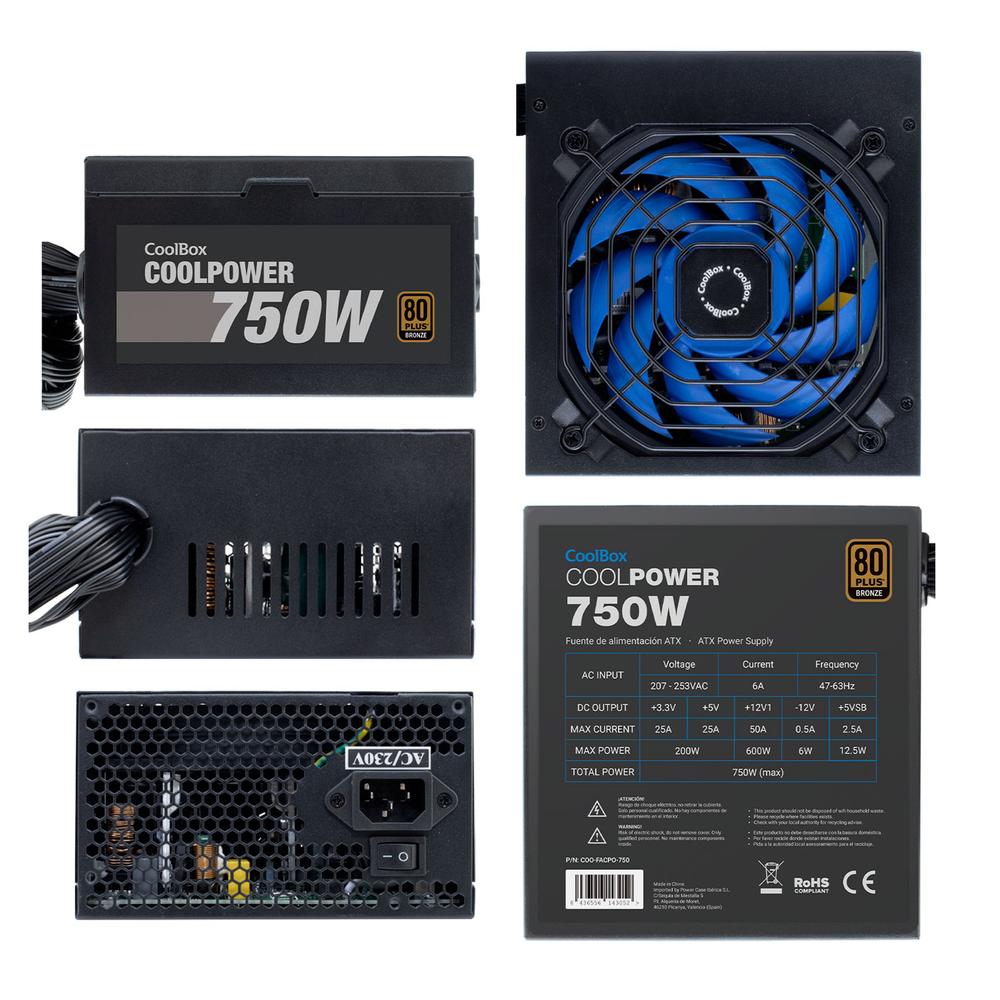 FUENTE DE ALIMENTACION COOLBOX COOLPOWER GAMING ATX 750W