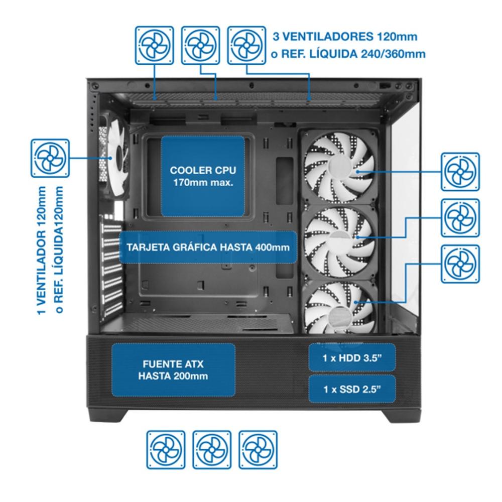 CAJA ORDENADOR GAMING COOLBOX GA250 VISION ARGB ATX