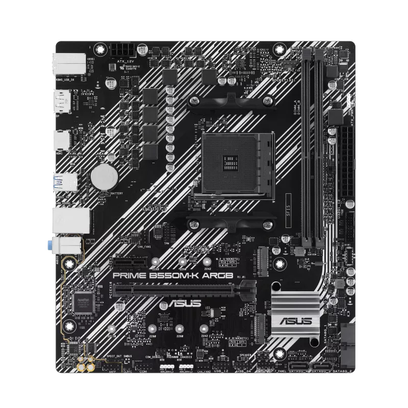 PLACA BASE ASUS AMD PRIME B550M-K ARGB SOCKET AM4 DDR4 X2 MAX 64GB 3200MHZ HDMI DISPLAYPORT mATX