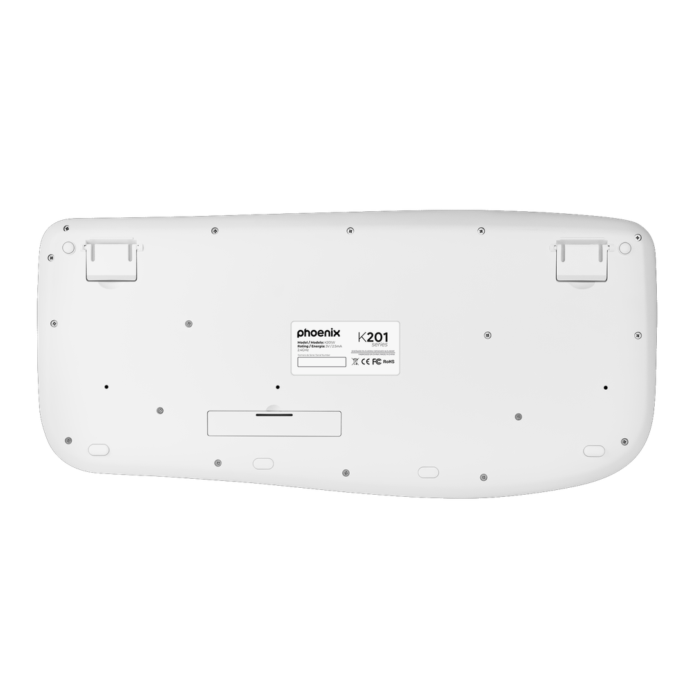 Phoenix K201 Teclado Ergonómico Inalámbrico 2.4Ghz Blanco