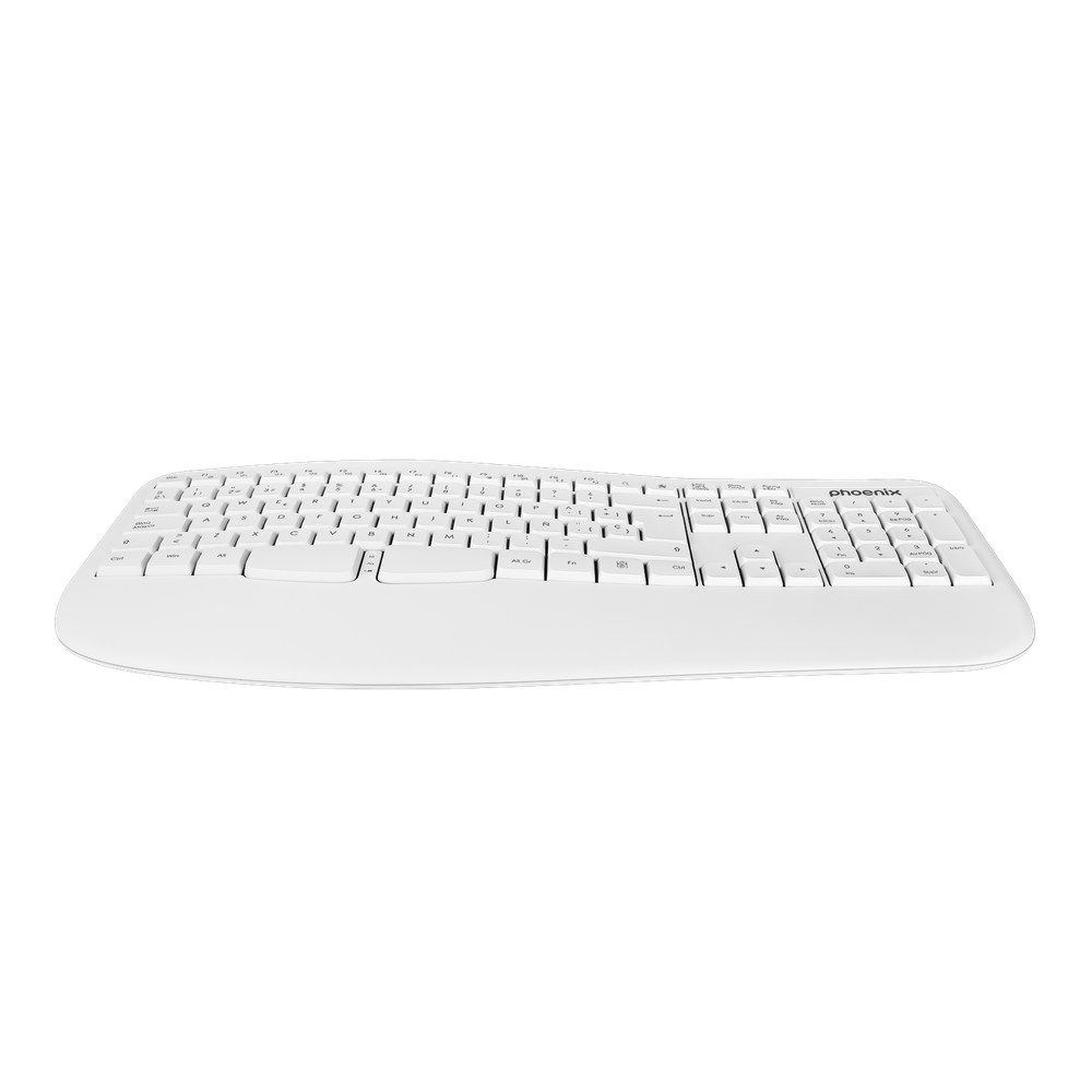 Phoenix K201 Teclado Ergonómico Inalámbrico 2.4Ghz Blanco