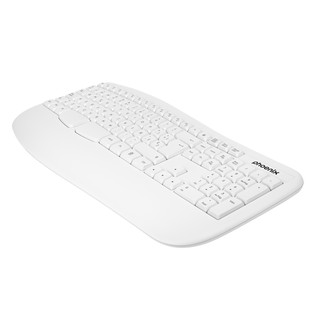 Phoenix K201 Teclado Ergonómico Inalámbrico 2.4Ghz Blanco
