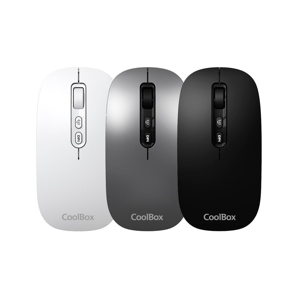MOUSE RATON COOLBOX IA W02 GRIS 1600 DPI INALAMBRICO RF+BT