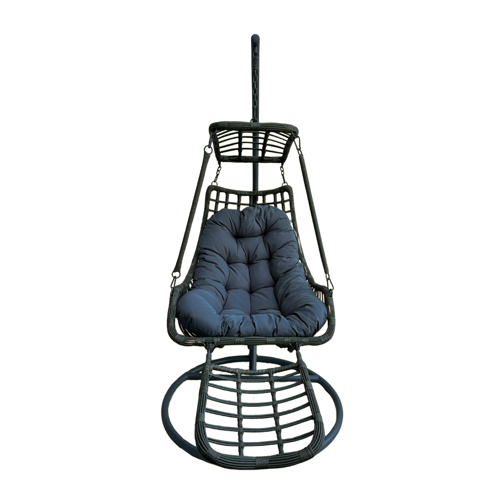 YOEVU | Relax chair KIT | Sillon Colgante con Cojín Acolchado | Estructura Reforzada | Resistente al Agua para Jardín Terraza Balcón o Interior | GRIS ANTRACITA