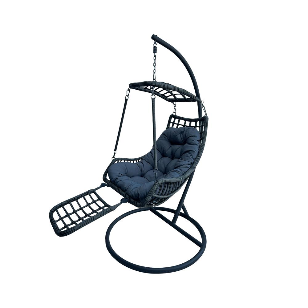 YOEVU | Relax chair KIT | Sillon Colgante con Cojín Acolchado | Estructura Reforzada | Resistente al Agua para Jardín Terraza Balcón o Interior | GRIS ANTRACITA