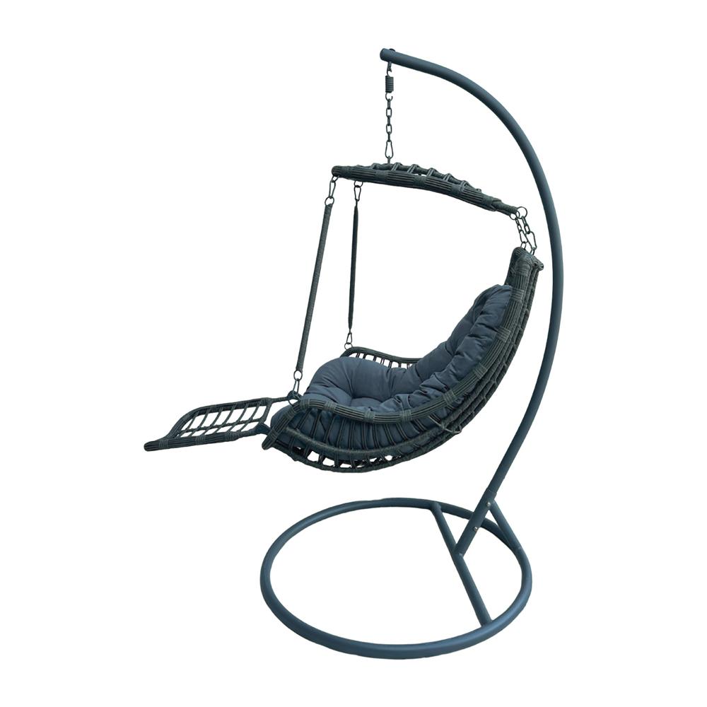 YOEVU | Relax chair KIT | Sillon Colgante con Cojín Acolchado | Estructura Reforzada | Resistente al Agua para Jardín Terraza Balcón o Interior | GRIS ANTRACITA