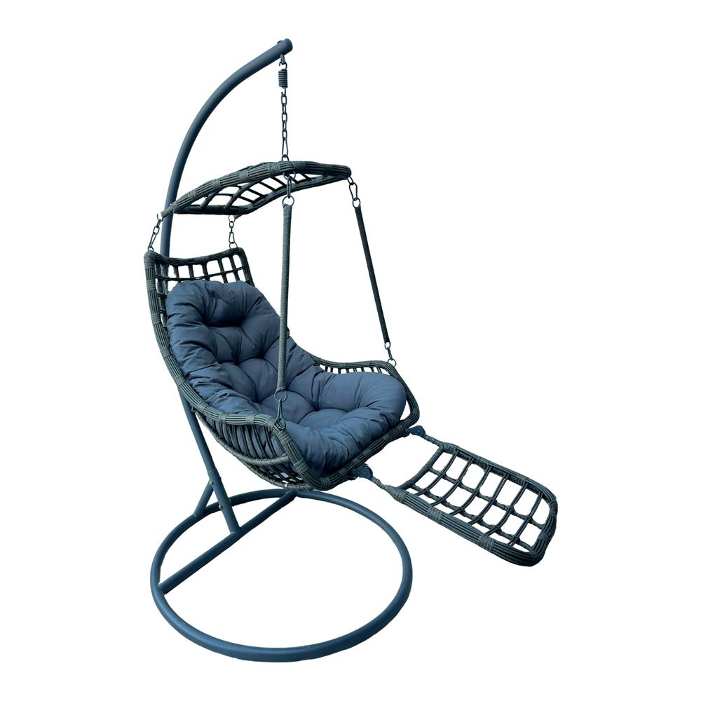 YOEVU | Relax chair KIT | Sillon Colgante con Cojín Acolchado | Estructura Reforzada | Resistente al Agua para Jardín Terraza Balcón o Interior | GRIS ANTRACITA