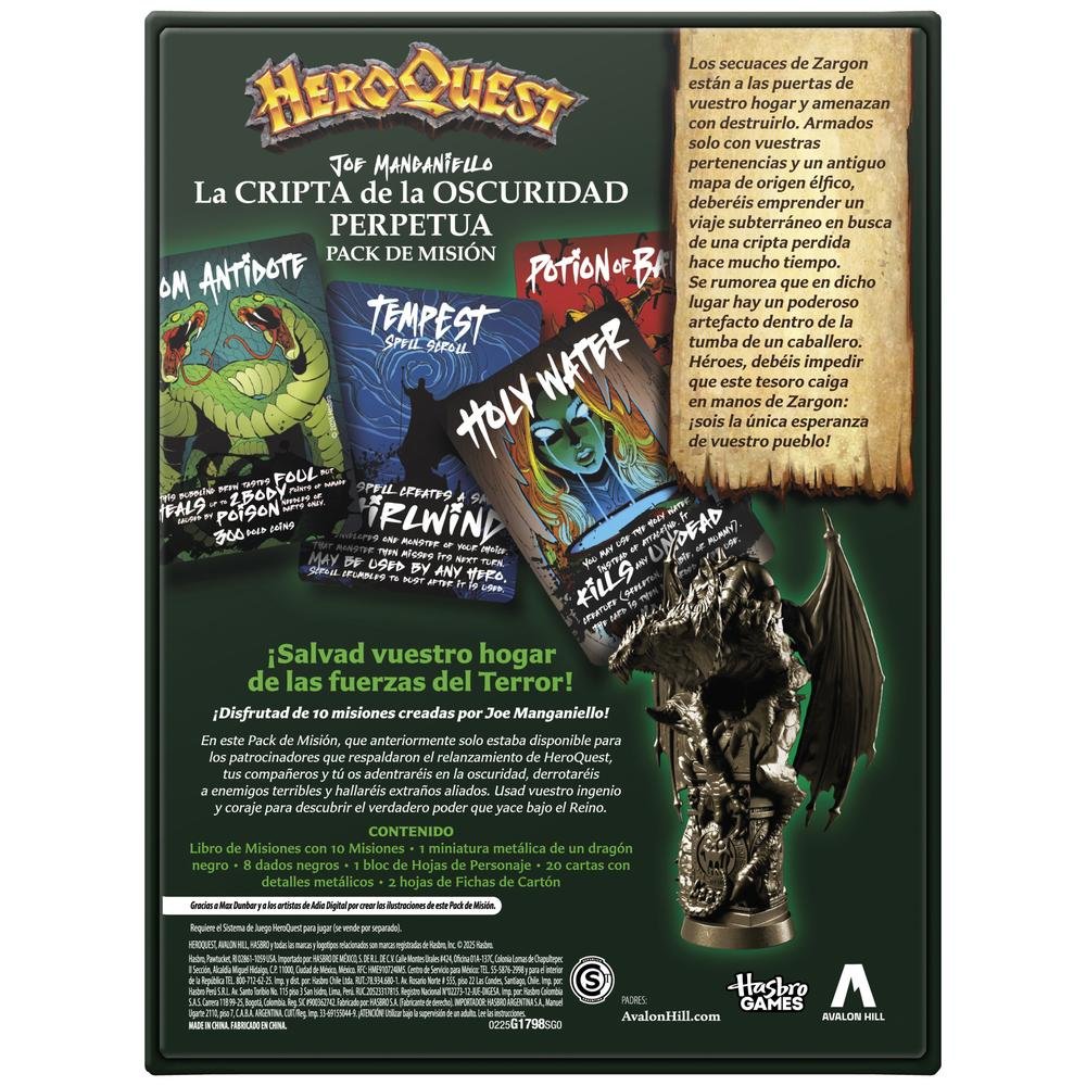 EXPANSION JUEGO DE MESA HEROQUEST LA CRIPTA DE LA OSCURIDAD PERPETUA