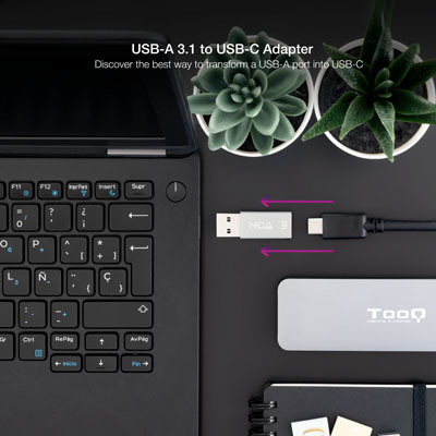 ADAPTADOR USB TIPO C A USB TIPO A NANOCABLE NEGRO / HEMBRA - MACHO GEN2 10GBPS