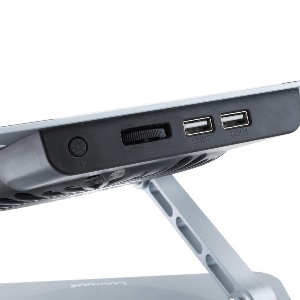 SOPORTE / BASE REFRIGERACION PARA PORTATIL COOLBOX COOLAIR 1VRGB AJUSTABLE HASTE 17" GRIS PLATA