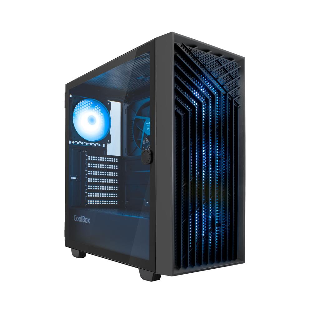 CAJA ORDENADOR GAMING COOLBOX GA300 GRID LINE ATX ARGB CRISTAL TEMPLADO NEGRO