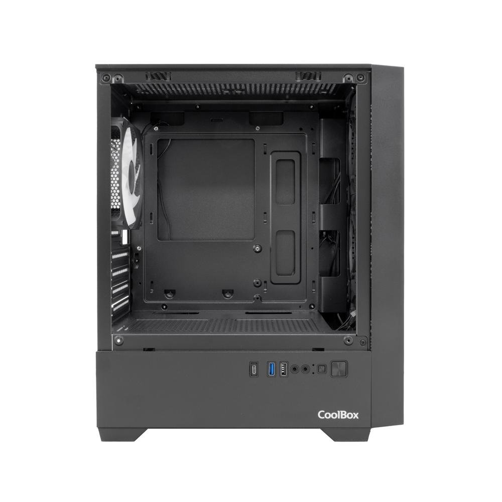 CAJA ORDENADOR GAMING COOLBOX GM220 MPFUSION MATX ARG CRISTAL TEMPLADO NEGRA