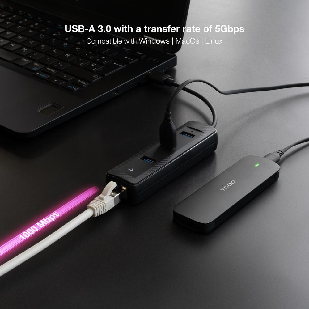 CONVERSOR NANOCABLE USB3.0 A ETHERNET 3xUSB3.0