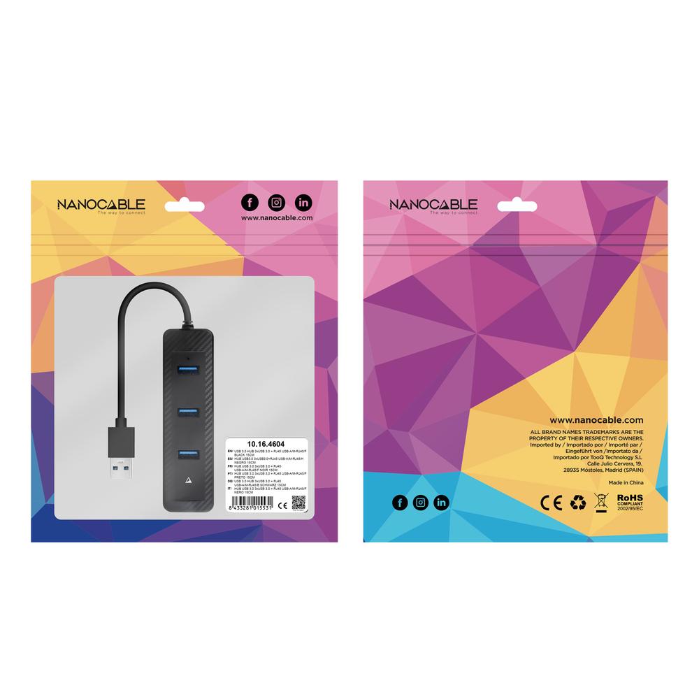 CONVERSOR NANOCABLE USB3.0 A ETHERNET 3xUSB3.0