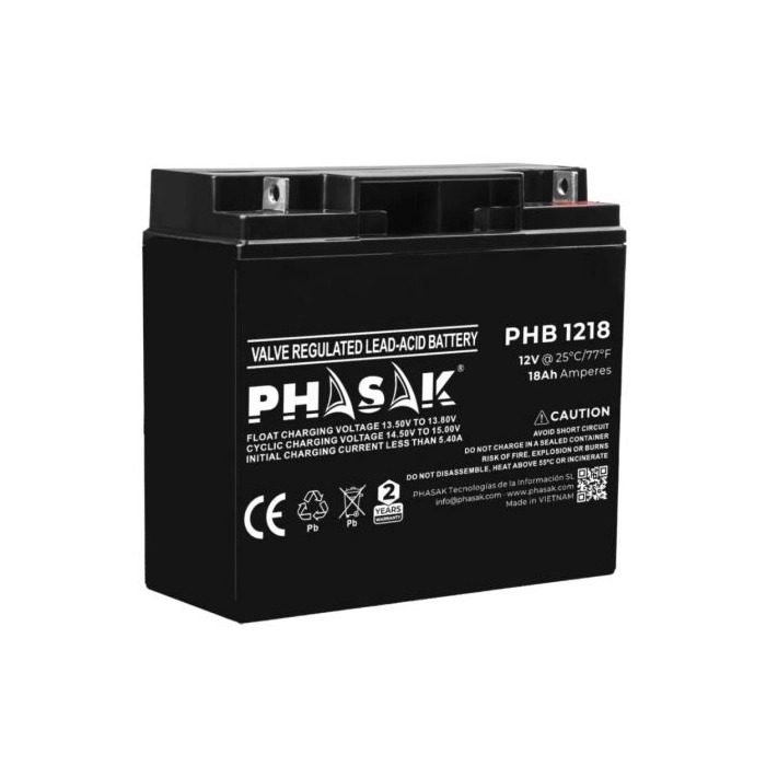 BATERIA PHASAK PHB 1218 COMPATIBLE PARA SAIS 18Ah 12V ACIDO/PLOMO
