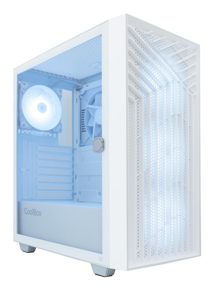 CAJA ORDENADOR GAMING COOLBOX GA300 GRID LINE ATX ARGB CRISTAL TEMPLADO BLANCO