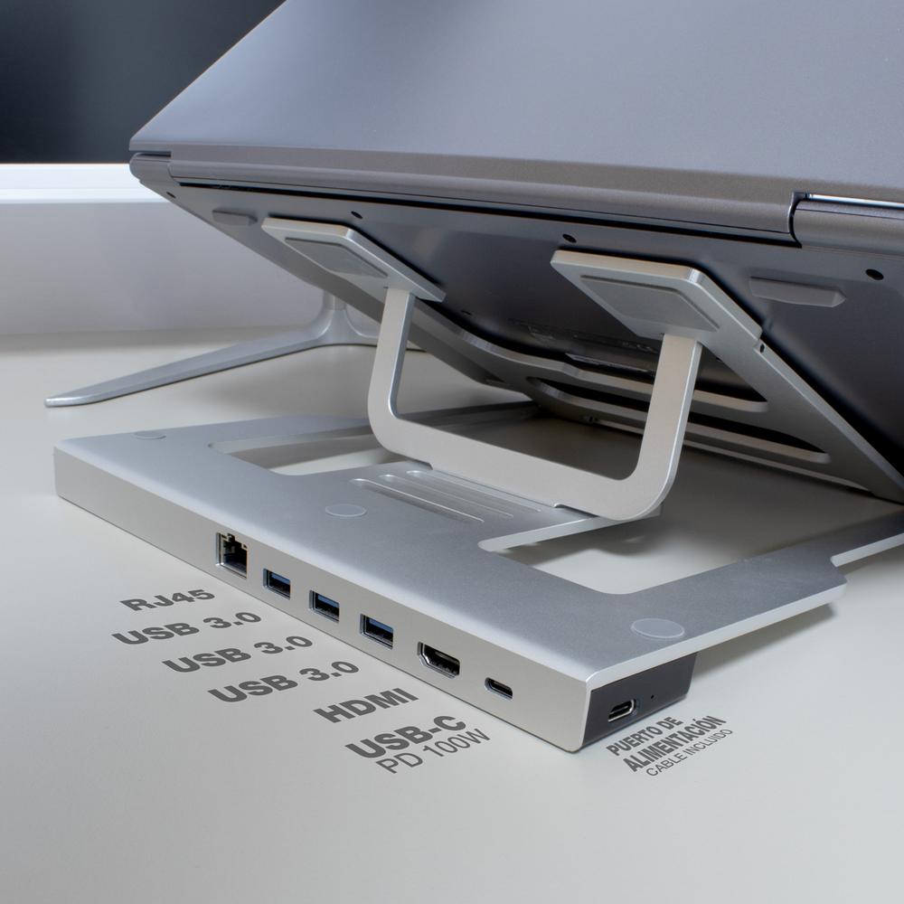 ATRILDOCK COOLBOX ALUMINIO USB-C A HDMI 4K/3xUSB-A/PD 100W/SD/MICROSD/RJ45 PC/MAC DOCKING ATRIL