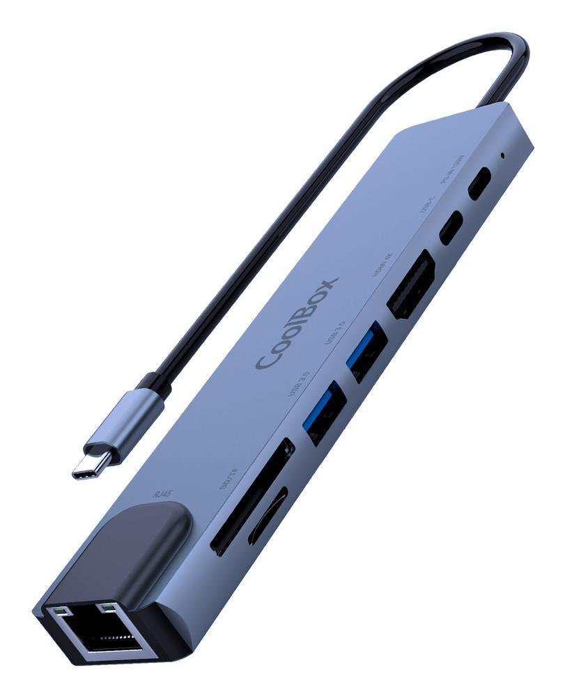 MINIDOCK COOLBOX C81 ALUMINIO USB-C A HDMI 4K/2xUSB-A/PD 100W/USB-C/SD/MICROSD/RJ45