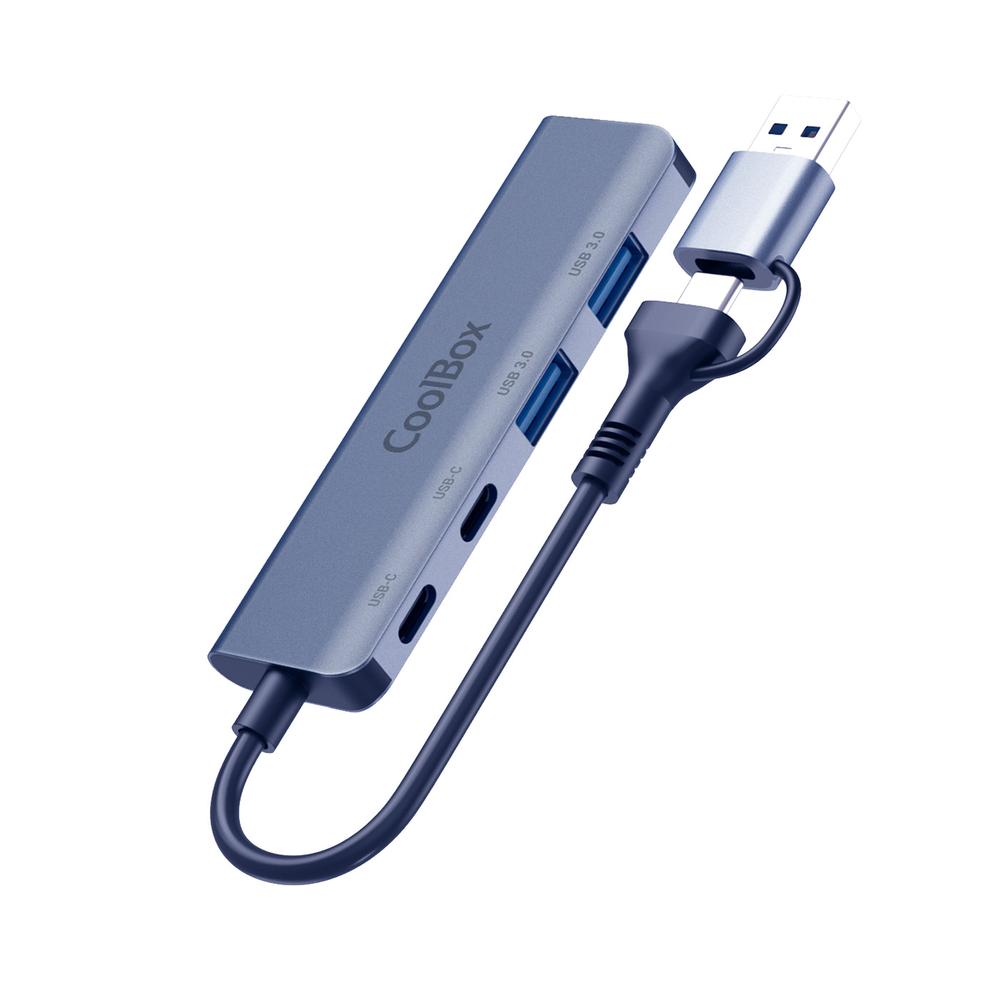 HUB COOLBOX ALUMINIO USB-C/A - 2XUSB-C + 2XUSB-A 3.2 GEN1