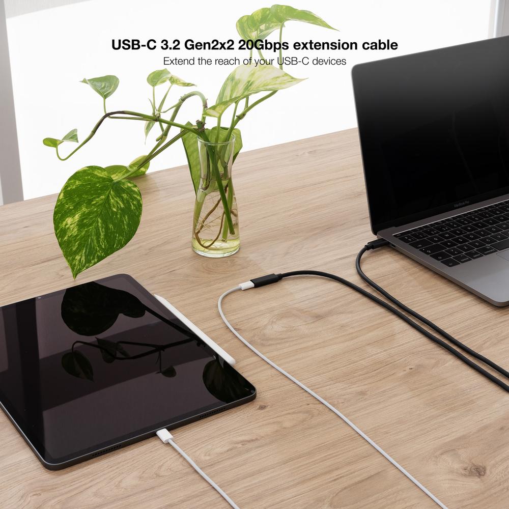CABLE PROLONGADOR NANOCABLE USB-C 3.2 GEN2X2 20GBP 100W/5A 4K/60HZ USB-C/M-USB-C/H NEGRO 1 M ALARGADOR