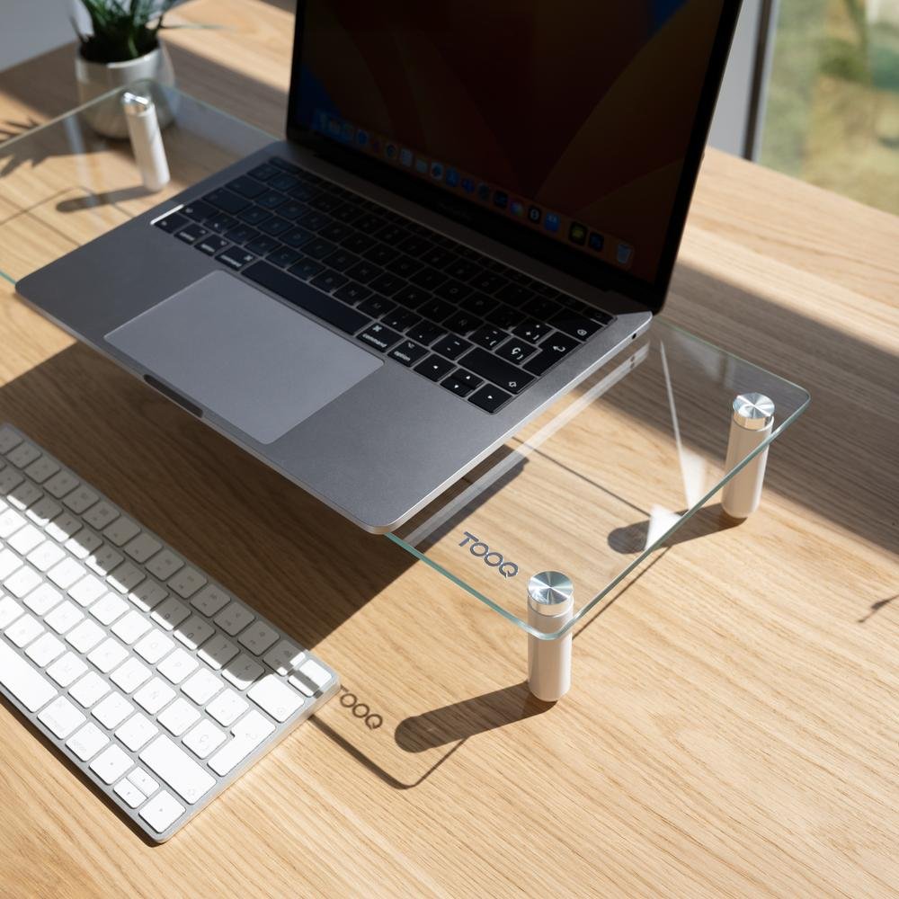 SOPORTE ELEVADOR TOOQ DE VIDRIO PARA MONITORES