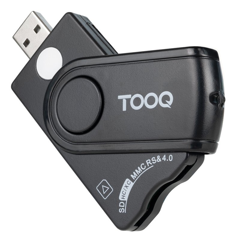 LECTOR TOOQ TARJETAS INTELIGENTES, DNI ELECTRÓNICO, SIM, SD, SF, USB-A, NEGRO