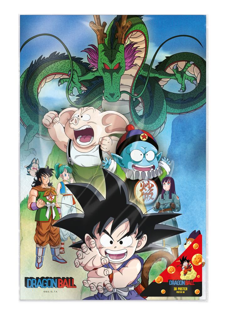 POSTER 3D 38X58CM SHENRON AND HEROES DRAGON BALL