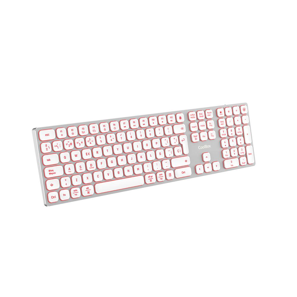 TECLADO INALAMBRICO RETROILUMINADO COOLBOX MOONLIGHT KEY B431 PLATA BLANCO